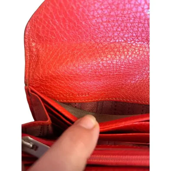 Salvatore Ferragamo Orange Leather Long Wallet
